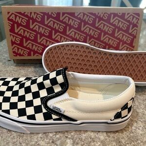 Vans Black and White Checkerboard Slip-Ons NWT